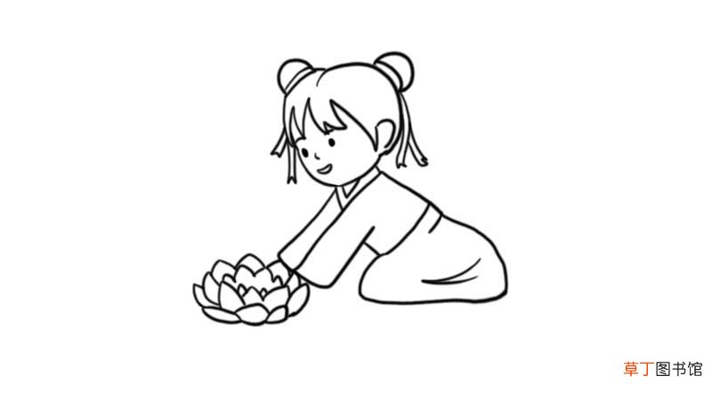 寒衣节放河灯简笔画