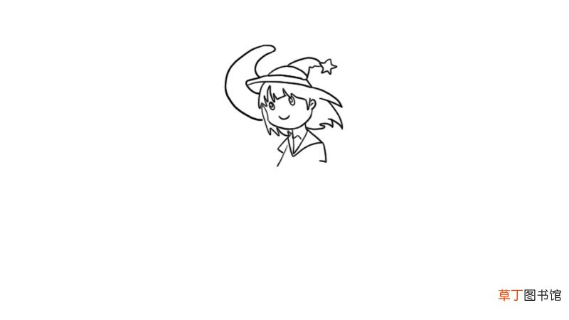 小巫女飞扫把简笔画