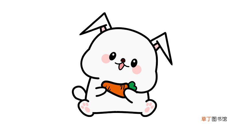 小兔子吃萝卜简笔画