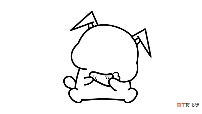 小兔子吃萝卜简笔画