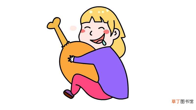 吃鸡简笔画 吃鸡的画法