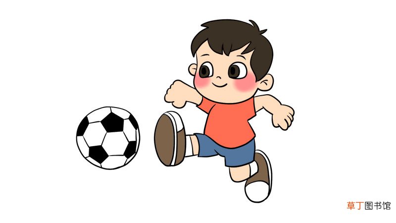 世界足球日小孩踢足球简笔画