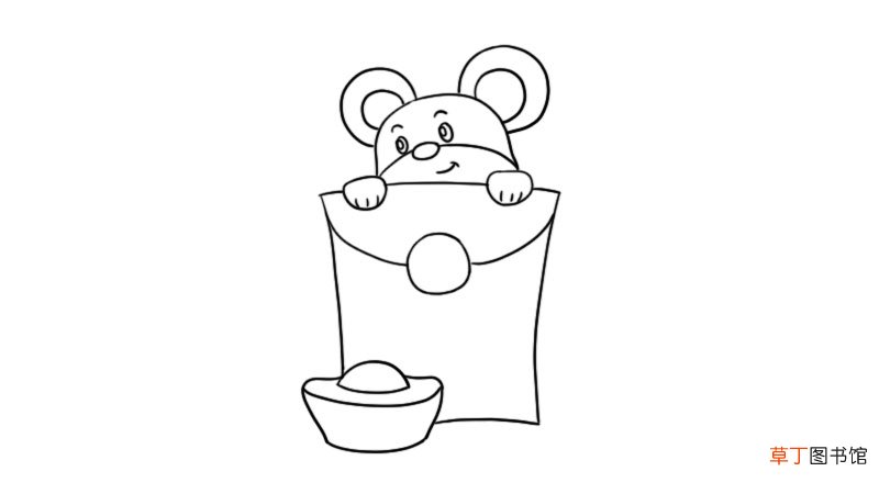 鼠宝宝发红包简笔画
