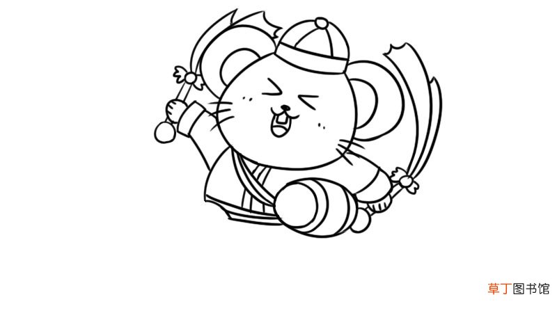 鼠年打鼓简笔画
