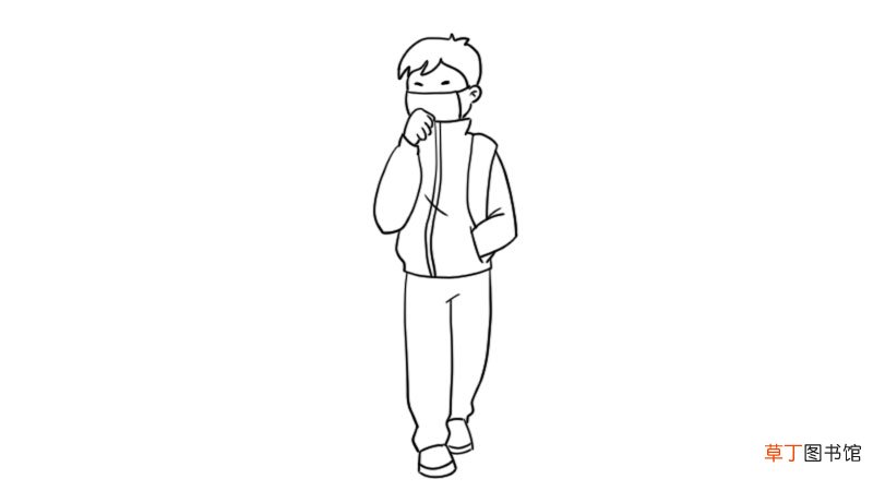 戴口罩的学生简笔画怎么画