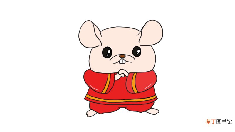 鼠宝宝拜年啦简笔画