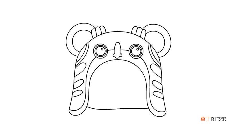 虎头帽简笔画 虎头帽画法