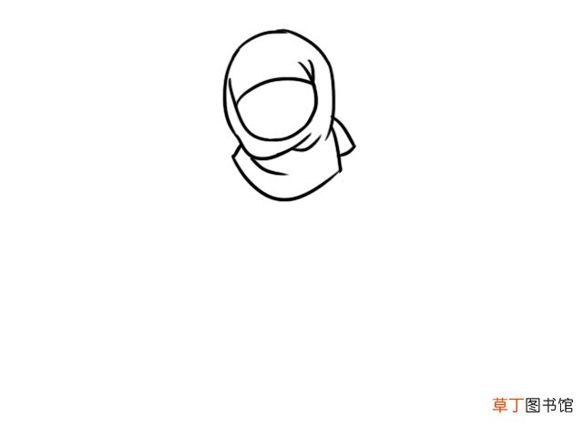 回族服饰简笔画小女孩