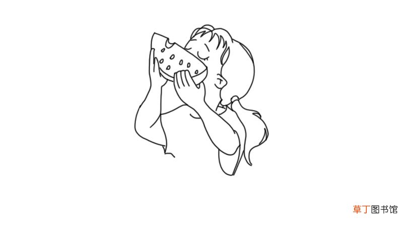 吃西瓜简笔画步骤吃西瓜简笔画教程