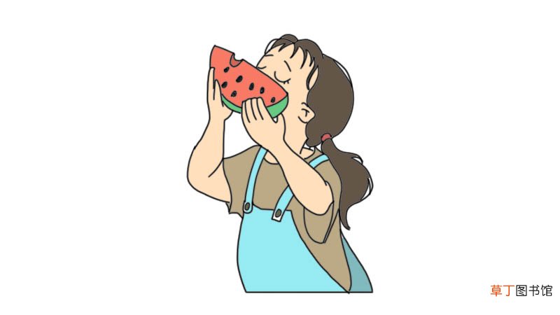 吃西瓜简笔画步骤吃西瓜简笔画教程