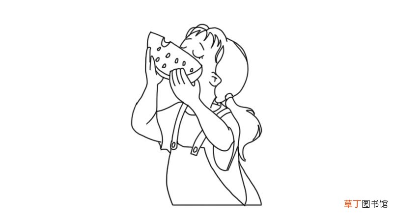 吃西瓜简笔画步骤吃西瓜简笔画教程