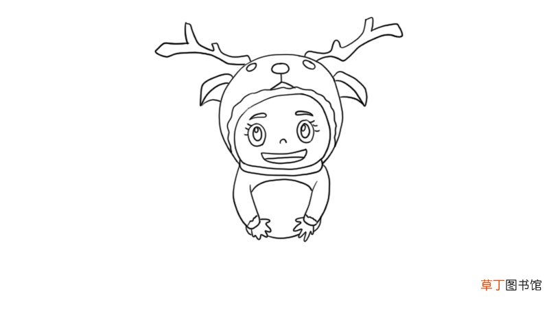 圣诞节卡通鹿简笔画