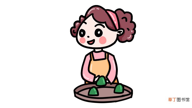 寒食节做青团简笔画