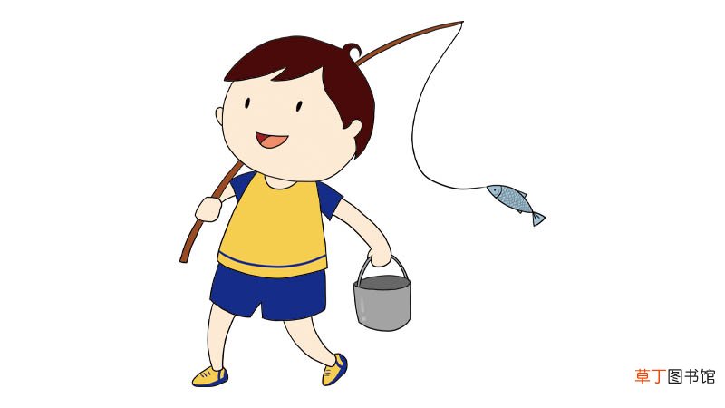 钓鱼简笔画怎么画钓鱼简笔画画法