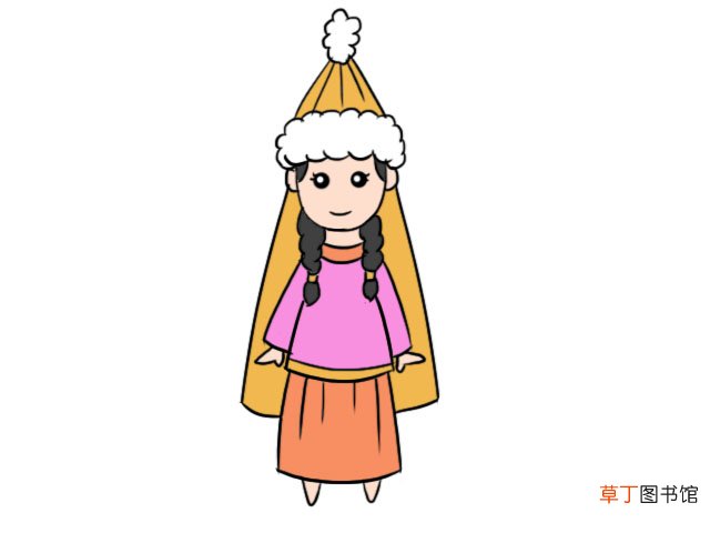 哈萨克族服饰简笔画 哈萨克族服饰的画法