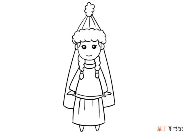 哈萨克族服饰简笔画 哈萨克族服饰的画法