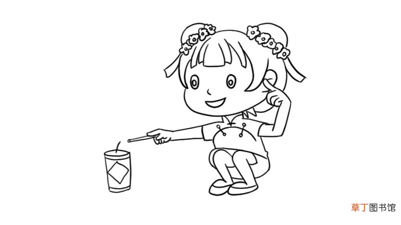 新春放鞭炮的小孩简笔画