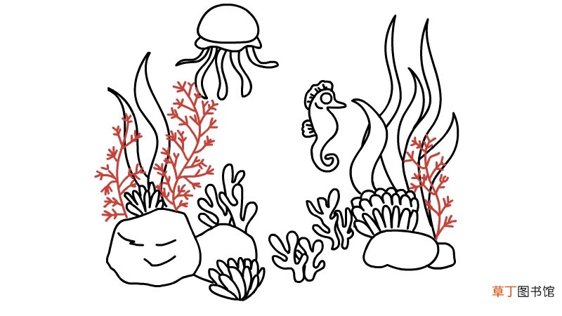 海底世界简笔画的画法海底世界简笔画的步骤