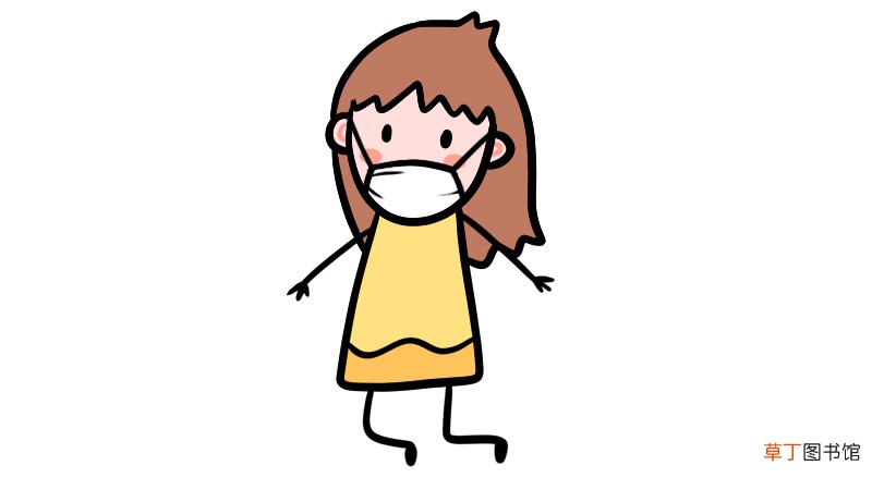 戴口罩的小朋友简笔画教程