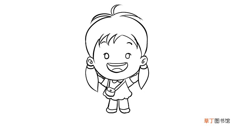 扎双马尾的小女孩简笔画 扎双马尾的小女孩简笔画画法