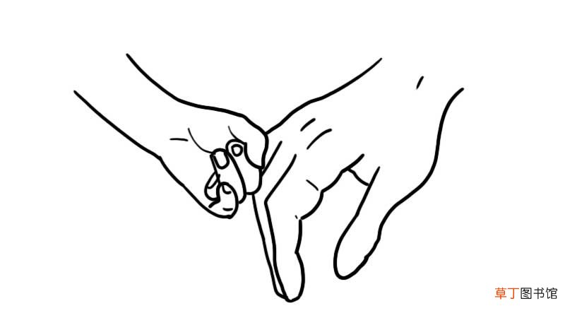 大手牵小手简笔画