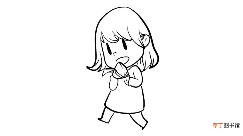 吃粽子的小女孩简笔画怎么画