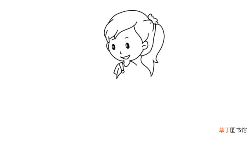 送花的小女孩简笔画