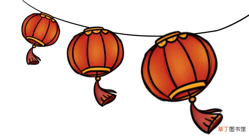 新年一串灯笼简笔画
