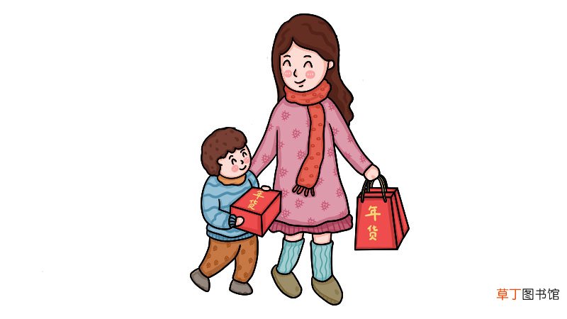 买年货简笔画 买年货怎么画