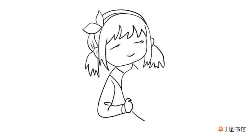 感恩节小女孩献爱心简笔画