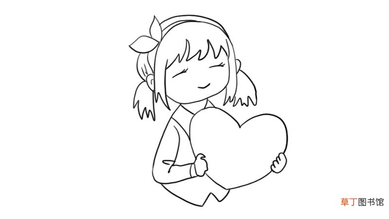 感恩节小女孩献爱心简笔画
