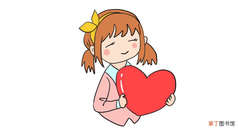 感恩节小女孩献爱心简笔画