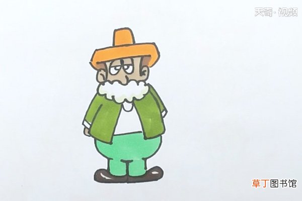 带草帽老爷爷简笔画