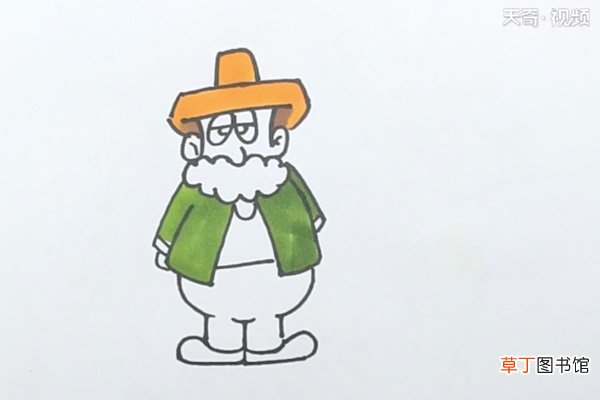 带草帽老爷爷简笔画
