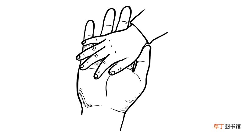 大手拉小手简笔画