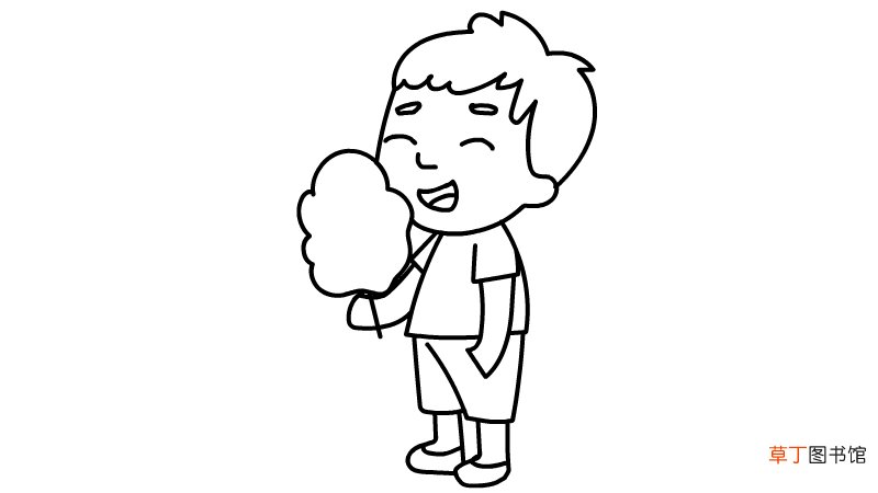 吃棉花糖的小男孩简笔画怎么画