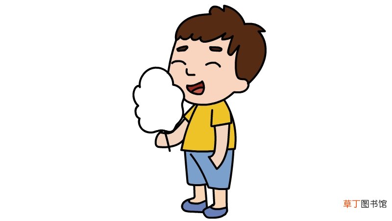 吃棉花糖的小男孩简笔画怎么画