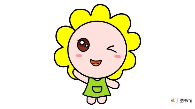 小女孩挥手简笔画