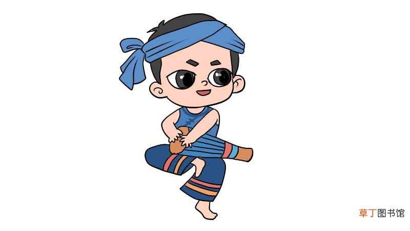 少数民族简笔画打鼓