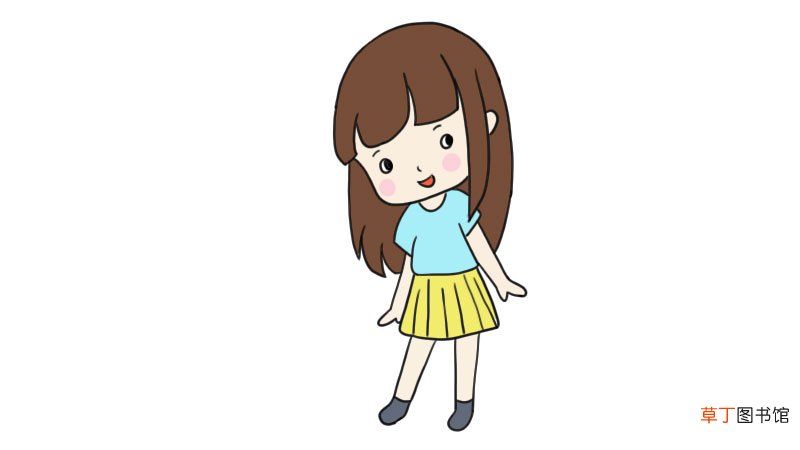 娇羞的女孩简笔画