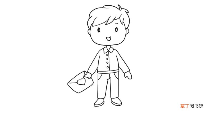 拿信封的小男孩简笔画