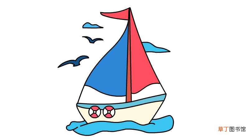 航海日简笔画画法航海日简笔画步骤