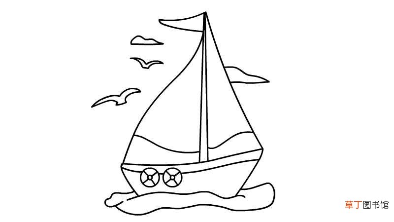 航海日简笔画画法航海日简笔画步骤