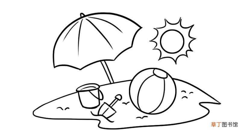 夏日风景简笔画