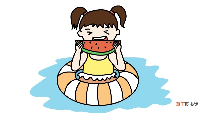 吃西瓜的女孩简笔画怎么画吃西瓜的女孩简笔画步骤