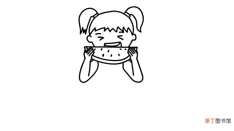 吃西瓜的女孩简笔画怎么画吃西瓜的女孩简笔画步骤