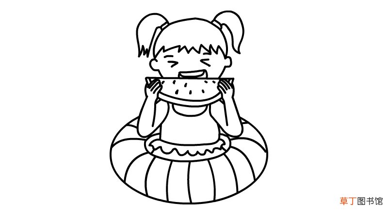 吃西瓜的女孩简笔画怎么画吃西瓜的女孩简笔画步骤