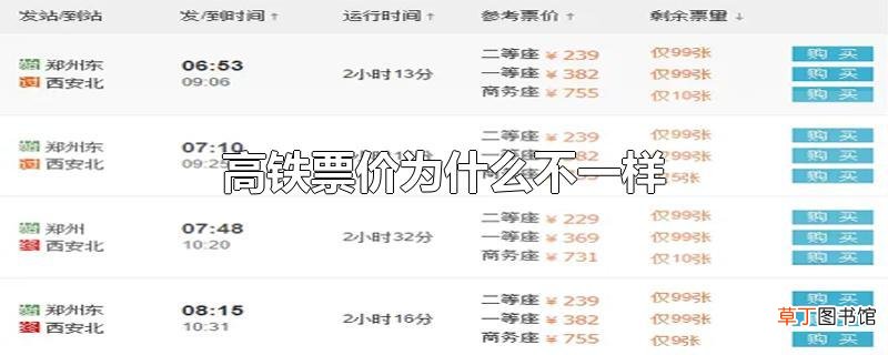 高铁票价为什么不一样