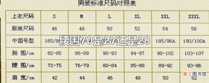 腰围70是27还是28