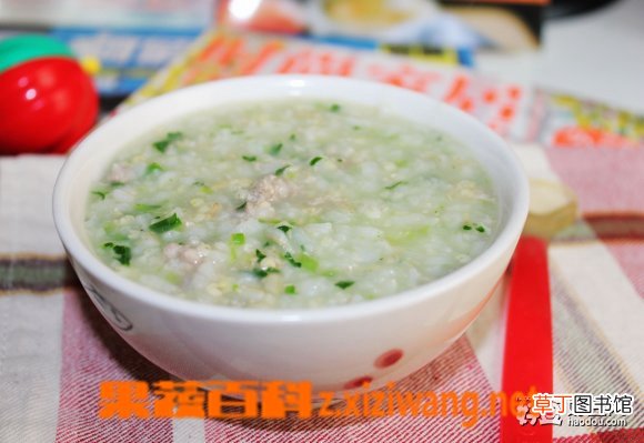 青菜肉末二米粥